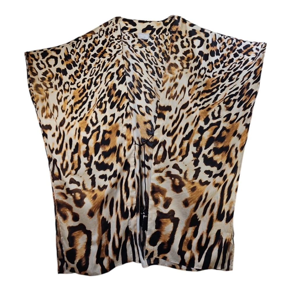 Chico's Kimono Robe Leopard Animal Print Cover-Up Size XL